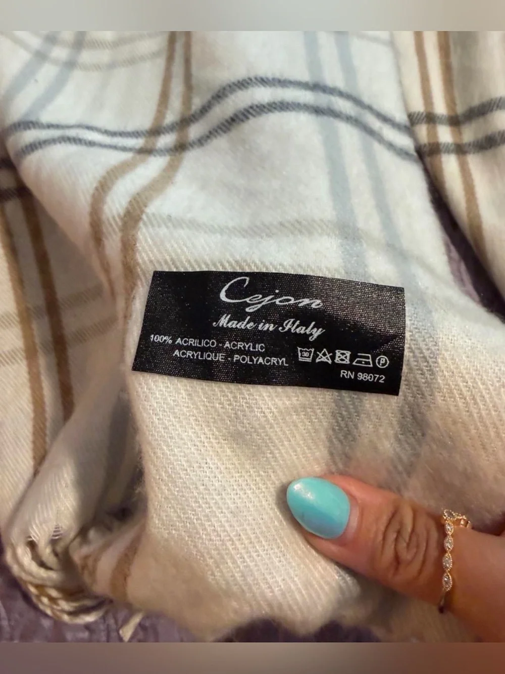Cejon Plaid Fringe Scarf - Cream, Brown & Gray